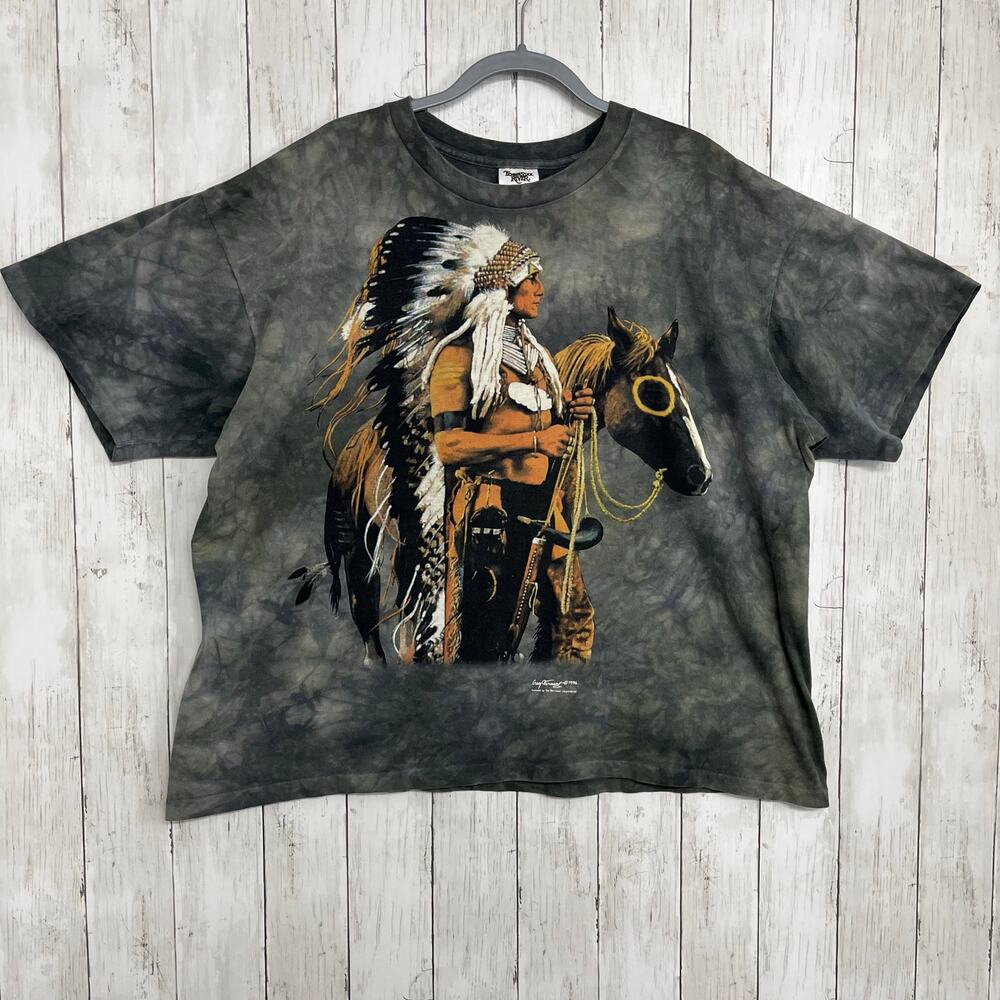 Vintage The Mountain Short Sleeve Tie Dye Native American Horse 90s T-Shirt XXL